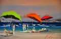 Schönheiten unter Sonnenschirmen bei der Beach Kal Gajoum mit Messer